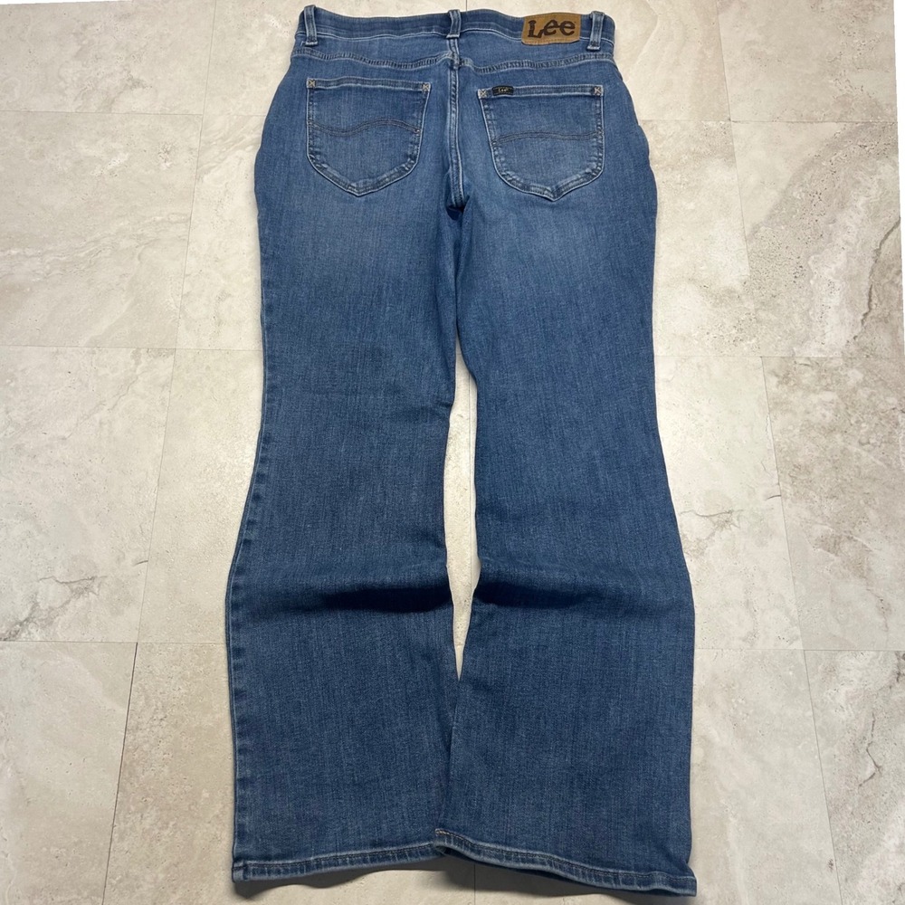 Lee Bootcut Jeans Medium Wash Women Size 12 Mid Rise Stretch Denim 0936